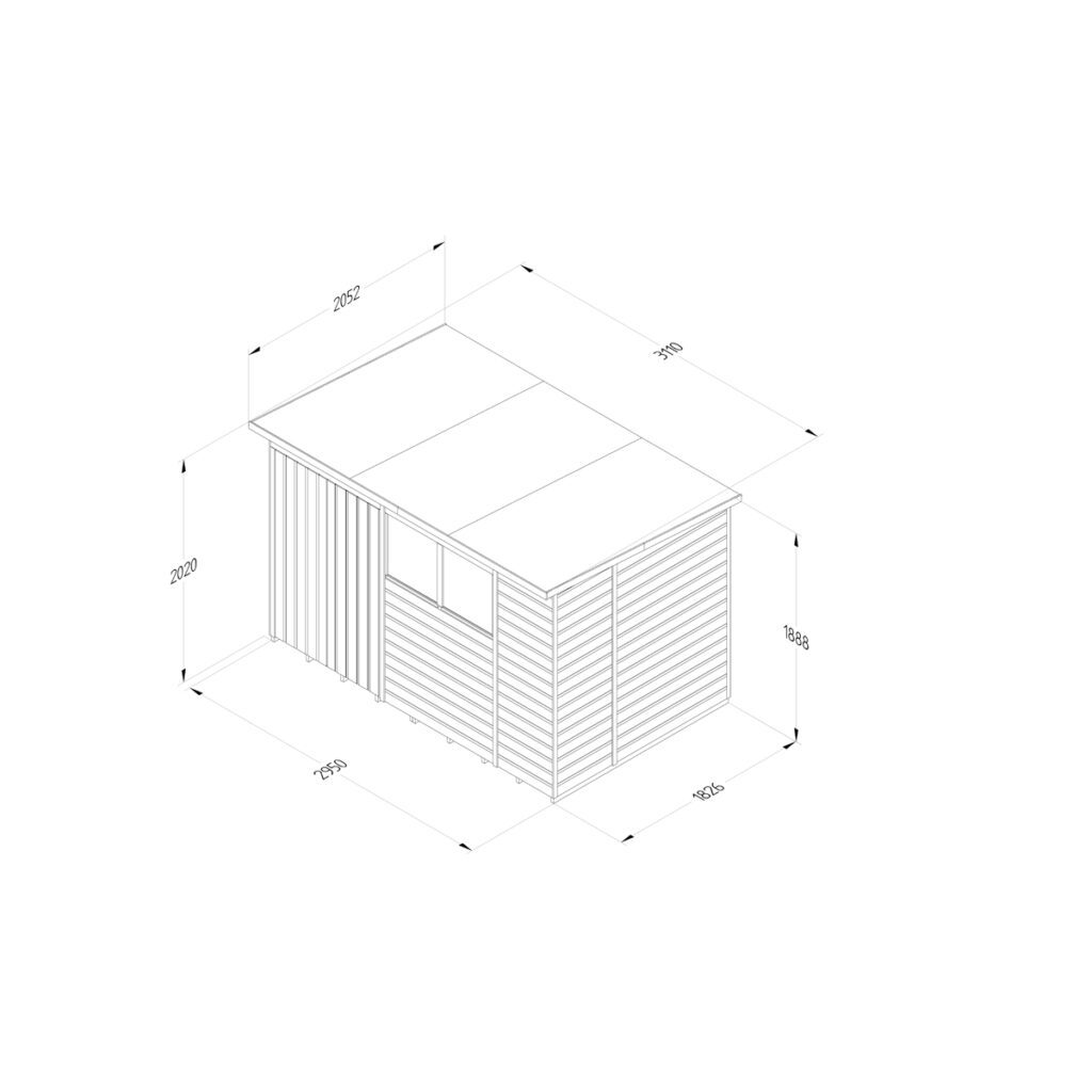 Beckwood 10×6 Pent Shed – 2 Windows – Double Door with Installation 5013053203972 2